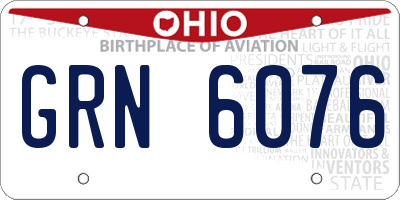 OH license plate GRN6076