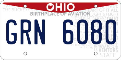 OH license plate GRN6080
