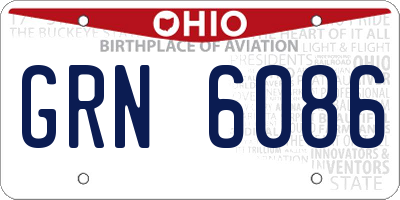 OH license plate GRN6086