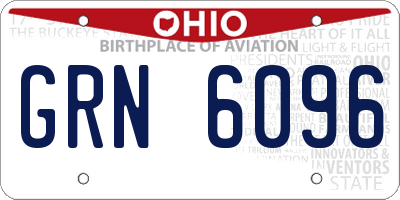 OH license plate GRN6096