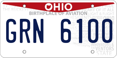 OH license plate GRN6100