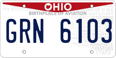 OH license plate GRN6103