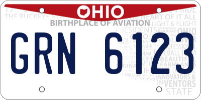 OH license plate GRN6123