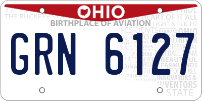 OH license plate GRN6127
