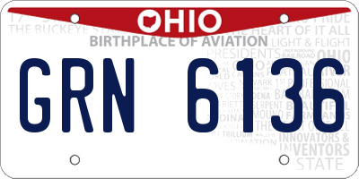 OH license plate GRN6136