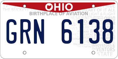OH license plate GRN6138
