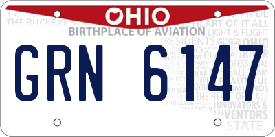 OH license plate GRN6147