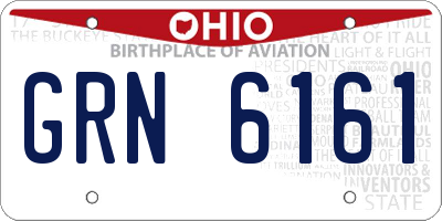 OH license plate GRN6161