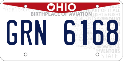 OH license plate GRN6168