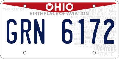 OH license plate GRN6172