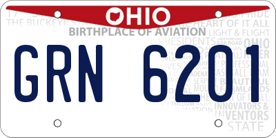OH license plate GRN6201