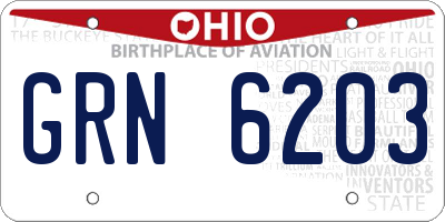 OH license plate GRN6203