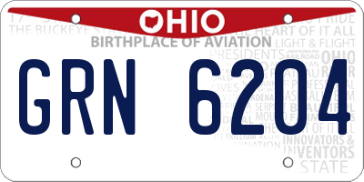 OH license plate GRN6204