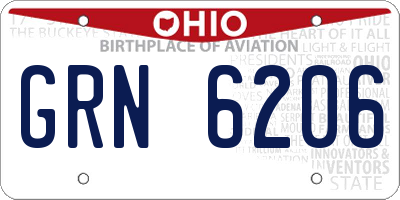 OH license plate GRN6206