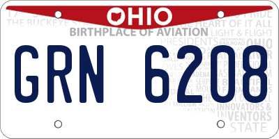 OH license plate GRN6208