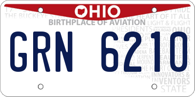 OH license plate GRN6210