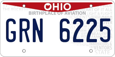OH license plate GRN6225
