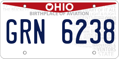 OH license plate GRN6238