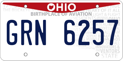 OH license plate GRN6257