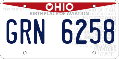 OH license plate GRN6258