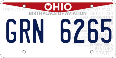 OH license plate GRN6265