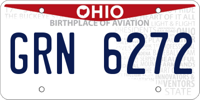 OH license plate GRN6272