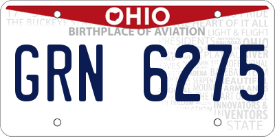 OH license plate GRN6275