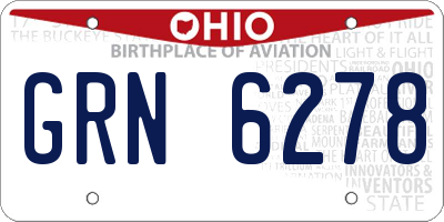 OH license plate GRN6278