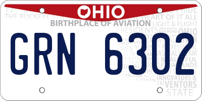 OH license plate GRN6302