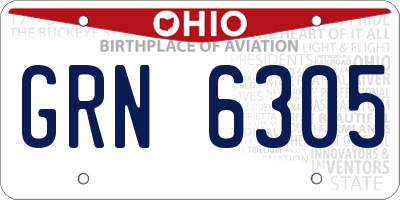 OH license plate GRN6305