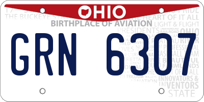OH license plate GRN6307
