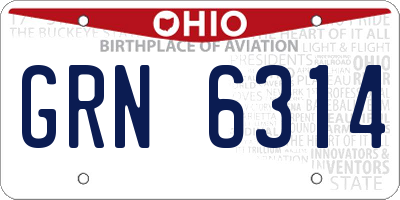 OH license plate GRN6314