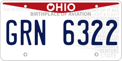 OH license plate GRN6322