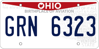 OH license plate GRN6323