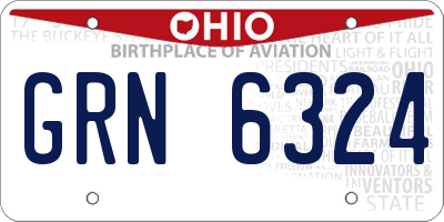 OH license plate GRN6324