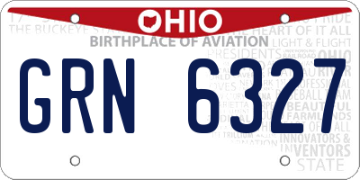 OH license plate GRN6327