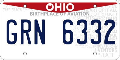 OH license plate GRN6332