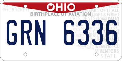 OH license plate GRN6336