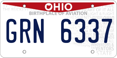 OH license plate GRN6337