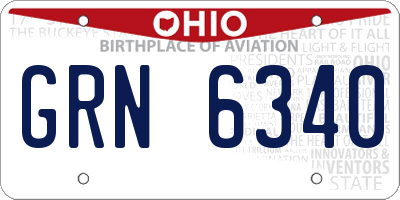 OH license plate GRN6340