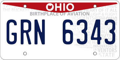 OH license plate GRN6343