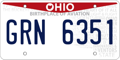 OH license plate GRN6351