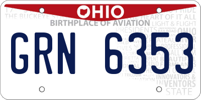 OH license plate GRN6353