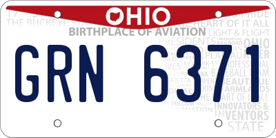 OH license plate GRN6371