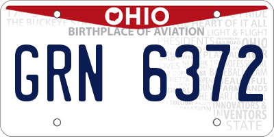 OH license plate GRN6372