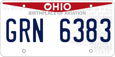 OH license plate GRN6383