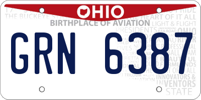 OH license plate GRN6387
