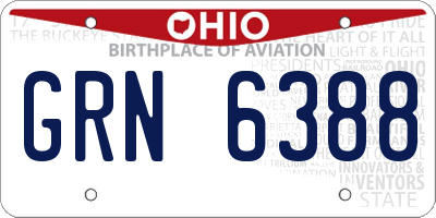 OH license plate GRN6388