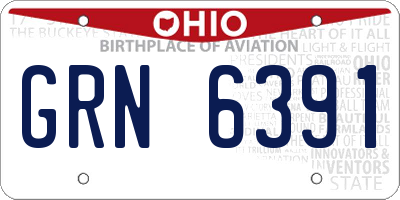 OH license plate GRN6391
