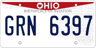OH license plate GRN6397